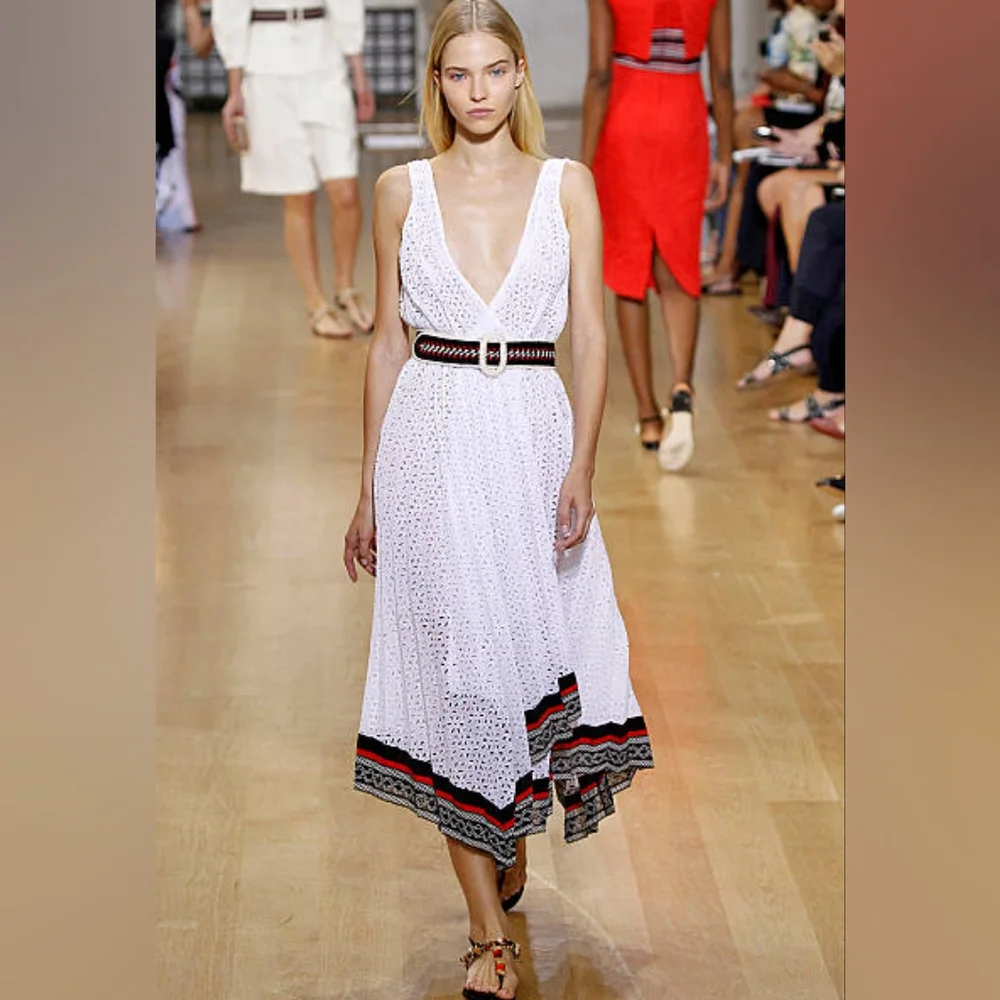◇$3990 OSCAR DE LA RENTA NEW GORGEOUS WHITE EYELET MIDI RUNWAY DRESS US 4 - Picture 10 of 13